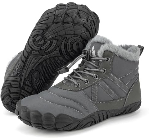 Mishansha Barefoot Niños Botas Niña Invierno Botines Niño Invierno Botas Nieve Impermeable Zapatos de Invierno Gris Oscuro,Gr.29