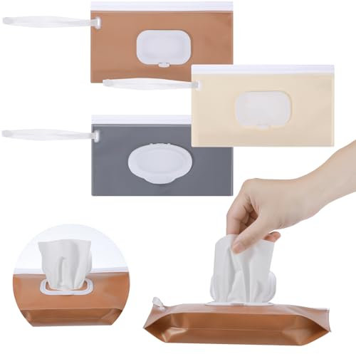 Tyqour 3 Pack Baby Wet Wipes Dispenser Box Reusable Baby Wipes Portable Baby Wipe Holders Waterproof and Dustproof Baby Wipes Holder Keeps Wipes Fresh
