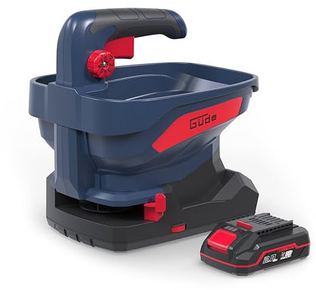 Güde Akku Universalstreuer GUS 18-201-05 (18 V, Li-Ion, 5 m Streubreite, 6 Geschwindigkeitsstufen, 8 Streumengenstufen, 6 Streubreitenwinkel, 3,3 Liter Fassungsverm., inkl. 2 Ah Akkupack & Ladegerät)