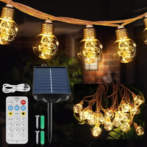 BatdTech Ghirlanda luminosa da esterni, 8 m, con 16 G50 LED, lampadine IP65, impermeabili, luce bianca calda, per giardino, balcone, patio, Pergola