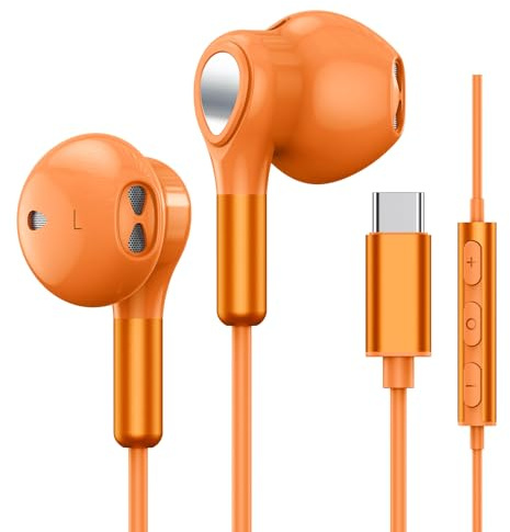 USB C Headphone for Samsung S25 FE S24 A16 A17 Wired Earbuds Magnetic in-Ear Type C Earphone with Microphone Volume Control Bass Stereo Noise Canceling for iPhone 17 Pro Max Air 16 16e 15 Pixel 10 9a