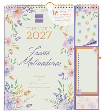 Finocam Plus Calendario 16 meses 2026 2027 · Frases motivadoras Español | Septiembre 2026 – Diciembre 2027. Calendario mensual para el hogar