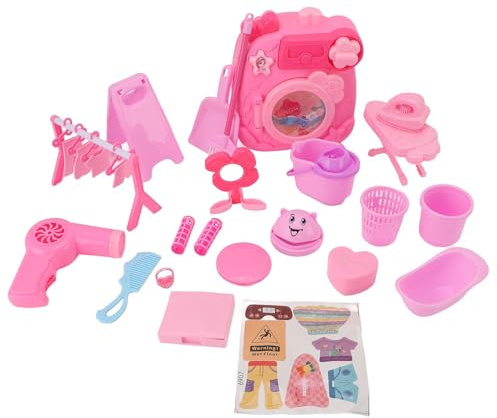 Topiky Juego de Lavadora de Juguete para Niños Pequeños, Juego de Lavandería para Niños, de Lavadora de Tambor de Simulación en Miniatura con 35 Accesorios, Juguete Educativo de Limpieza para