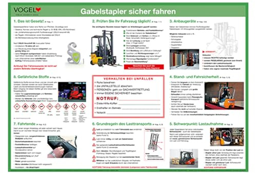 Plakat Gabelstapler sicher fahren Aushang Poster Fahreranweisung Stapler DGUV