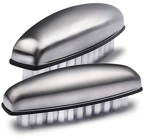 UCEC 2 cepillos de uñas de acero inoxidable, cepillos de uñas para limpiar uñas, elimina olores, cepillos de uñas, cepillo para fregar uñas, cepillo duro para limpiar manos, uñas, pies, uñas
