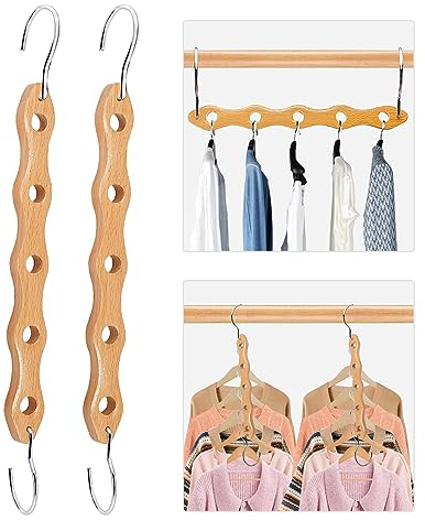 Platzsparende Kleiderbügel Holz Schrank Kleiderbügel Robuste Organisation und Lagerung Kleiderbügel für Hosenhosen Schwere Mäntel Anzüge Hemden hängen - 2Stück