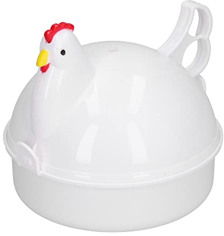 Lwuey Cocedor de Huevos Rápido en Forma Pollo, Cuece Microondas Horno Escalfador Vaporizador Resistente Calor Hervidor Eléctrico Gadgets Caldera Cazador Furtivo Steaner Mini Cocina Gallina Olla