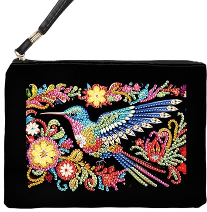 SHEGZHUC Diamond Painting Bag Diamond Art Painting Diamond Painting - Borsa in tessuto per cosmetici, borsa per ragazze, donne, set fai da te, regalo per uccelli, fiori e colibrì