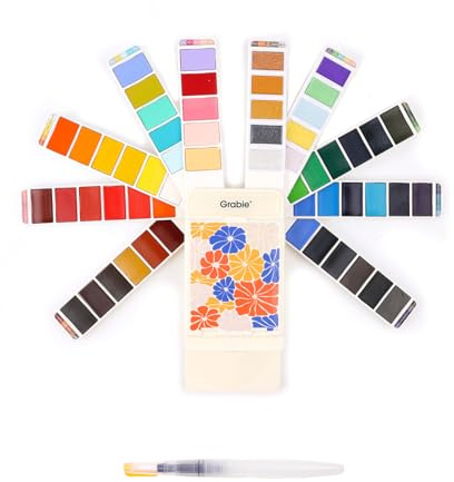 Grabie Ensemble de peinture aquarelle, idéal pour la peinture, fournitures artistiques, pour artistes, amateurs et amateurs de peinture (56 couleurs pratiques)