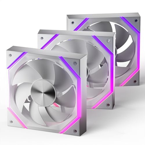 AsiaHorse Nyota ARGB Ventilador PC 120MM [3 Piezas] [HDB] Ventilador RGB de 2000 RPM/61.5 CFM/2,16 MMH2O 5V 3 pines ARGB 12V 4pines PWM vida útil de 50000 horas