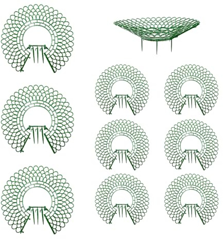 SHENGYIG Soportes para Fresas, 10 Piezas de Plástico Soporte Vegetal de Fresa, Verde Rejillas para Soporte de Fresa, Forma de Pétalo Marco Cultivo Fresas, con Patas de Apoyo, para Fresas, Tomates