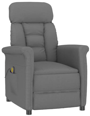 vidaXL Massage Chair Dark grey 70.5 x 96.5 x 95 cm Microfibre fabric, Living Room, Rectangular, Modern Massage Chair with Reclining Mechanism, Ergonomic Design for Home Relaxation and Comfort
