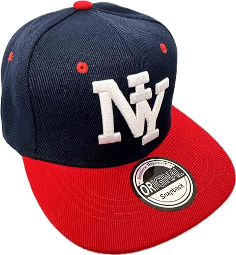Jeamis Kids NY USA barn snapback baseballkeps keps unisex truckerare startbasebollkeps hatt Hawaii sommar kult för pojkar och flickor, NY blå röd, one size
