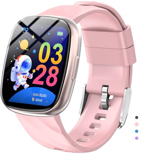 Alutoria Smartwatch für Kinder, 1,75 Zoll, digitale Sportuhr für den Außenbereich, wasserdicht IP68, Alarm/Stoppuhr, 100+ Sportmodi, Schlafmonitor, Geschenk für Jungen 6-16, Rosa, L
