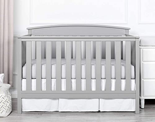 Crib Pleated Bed Skirt, 100% Egyptian Cotton 800 Thread Count, Mini Crib Size (24 x 38+10) Inch Drop Toddler Bed Skirt for Baby Boys or Girls - White Solid