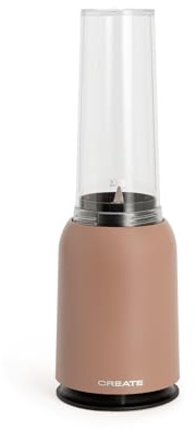 CREATE/MOI STUDIO/Batidora de vaso moca/Tritura y emulsiona, para smoothies y batidos, vaso 400 ml, individual, libre de BPA, portátil, cuchillas de acero inoxidable, 230W