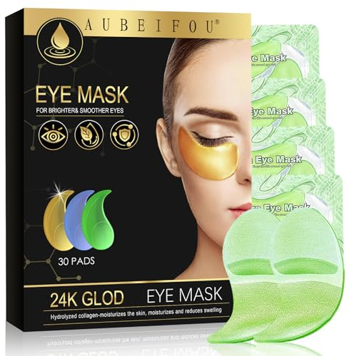 30 pares Aloes Parches Ojos,Mascarilla para el contorno de ojos hidratante y refrescante,Cuidado eye Parches,mejora la apariencia de la piel del contorno de ojos,ayuda a revitalizar(Verde)