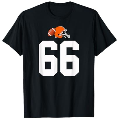 Americano Fútbol Casco Estilo Vintage Número 66 Camiseta