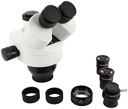 Microscope Lens Eyepiece Set Trinocular 7X 45X Zoom Magnification Ultra Wide Angle High Resolution Stereo Microscope Accessory for Laboratory Research Glass Material White Color (With 2.0X objective