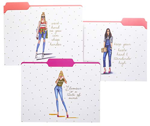 Graphique Rong Rong Divas File Folder Set – File Set Includes 9 Folders and 3 Unique Go-Getter Designs, Embellished w/Gold Foil on Durable Triple-Scored Coated Cardstock