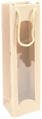 Weintragetaschen Weinverpackung Flaschentaschen Tragetaschen offene Welle Focus 20 Stück (10 x 8,5 x 36 cm (1 Flasche), Creme)