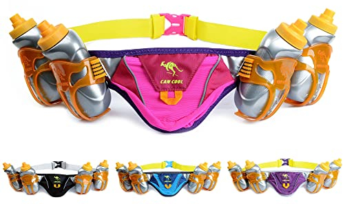 247 Viz Trinkgürtel – passend für iPhone 8, X und ähnlich große Handys – mit 4 BPA-freien Wasserflaschen und Läufern, reflektierende Ausrüstung für hohe Sichtbarkeit, rose, Einheitsgröße