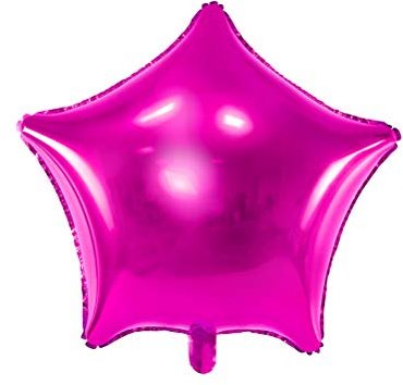 PartyDeco - Globo Mylar Foil con Forma de Estrella Fucsia Metalizado, diámetro 48 cm