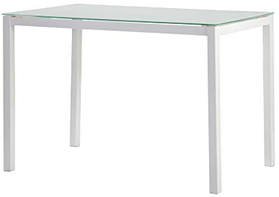 MOMMA HOME Mesa de Comedor Blanca Modelo Lluvia, Mesa de Cristal para Cocina, Acabado Color Blanco, Material Cristal Templado/Metal, Medidas Mesa Moderna 110x70x75 cm