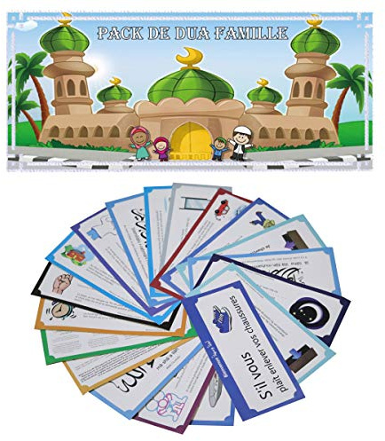 Foryo 19 pièces Autocollants amovibles DIY pour la famille musulmane - Motifs islamiques en français et arabe - Citations, lettres - Autocollant mural pour décoration de la maison (couleurs mélangées)