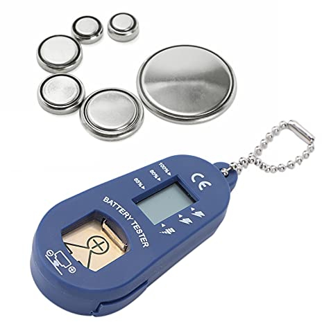 Dispositivo de Prueba de Batería, ABS Azul Ligero Compartimiento de Batería Incorporado Audífonos Probador de Batería para el Hogar para Viajes para el Hospital para Salir