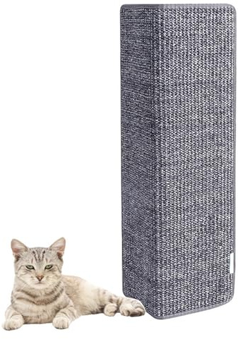 GIBZ Mur Coin Chat Griffoir Tapis en Sisal Debout Meubles Protecteur Griffoir Chats Antidrapant pour Intérieur, Gris Foncé, 18×60cm