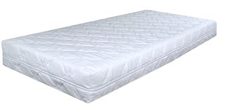 BDW Colchón de Espuma - H2 de firmeza Media - para bebé, niños, Cama Individual - con Funda desenfundable y Lavable con Cierre rápido -Antialérgico - Doble Cara - Elástico - Blanco - 140x70x8cm