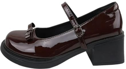 New Mary Jane Chaussures à talons hauts pour femme Bout carré Chaussures Lolita Escarpins Mode Sandales à lanières Sandales élégantes pour femme, marron, 41 EU