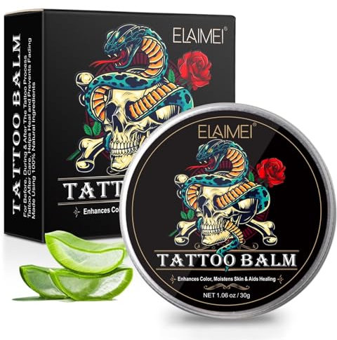 P-Beauty Baume de soin pour tatouage à l'aloe vera 30 g – Crème de tatouage pour tatouages frais – Crème de soin et après-soin pour tatouage – Baume de soin pour tatouage Hydrate et nourrit la peau –