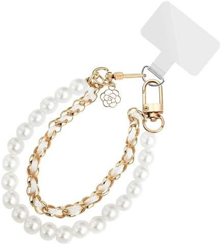 YIIWONI Pulsera Movil Muñeca con 2 Inserciones Transparentes, Colgante Movil con Cuentas, Cadena para Movil Universal, Cordon para Movil Desmontable, Correa Movil, Para Teléfonos Móviles, Llaves