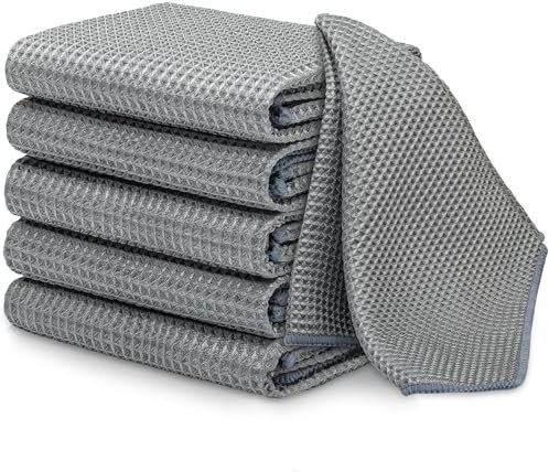 SOMLAW Paños de Cocina 40 * 40cm, 6 Piezas Trapos Cocina 100% Algodón, Trapos de Cocina Lavables a 60°C, Paño Microfibra con Diseño de Gofre, Paños de Cocina Buenos, Trapos Cocina 3 Colores Mezclados