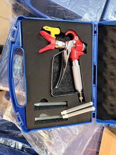 Dent-de-lion Kit de 9 pistolets de pulvérisation sans air, haute pression 3600 PSI avec 517 embouts de pulvérisation sans air et protection de pointe, filtre et boîte de pistolet à peinture sans air
