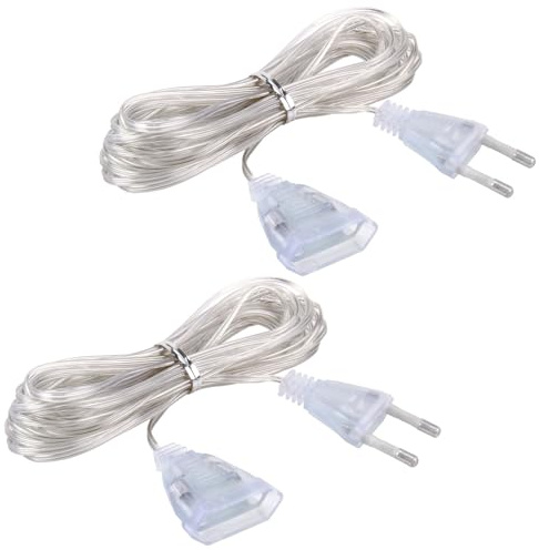 Transparentes Strom,Verlängerungskabel,Eurostecker Verlängerung,Eurostecker Verlängerung für LED-Laternen und Außenbereich,Sicheres und langlebiges Flachdraht,Verlängerungskabel (5M)