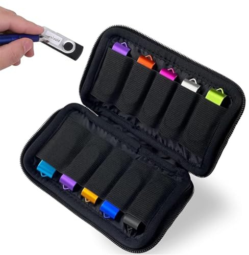 DWFEYOI Sac de Rangement pour Clé USB, Case de Stockage, Étui de Rangement, Organisateur Accessoires Electroniques USB avec 10 Emplacements pour Jump Drives/Pen Drive/Thumb Drive/Flash Drive, Noir