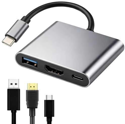 Adaptador Multipuerto USB C a HDMI 3 en 1 Hub Tipo C 5 Gbps USB 3.0 PD 100W y Puerto de Carga con 4K HDMI Compatible con MacBook Pro Air Samsung Chromebook Surface HP