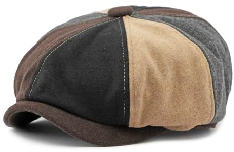 meioro Men's 8 Panel Newsboy Cap Vintage Tweed Flat Cap Irish Newsies Hat Gatsby Cabbie Caps Paperboy Classic Winter Hats Driving Fishing Caps Golf Dress Beret Hats Newsboy Hat for Men (Multicolor)