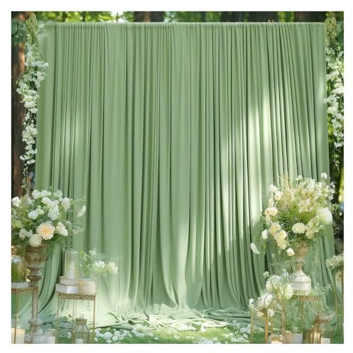 Toile De Fond De Mariage Silky Wrinkle-Effect Backdrop Curtains Wedding Photography & Event Decor, Soft Drapes(Green1,150x245cm(5x8FT))