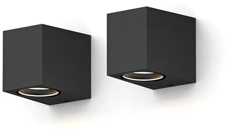 CALEX Outdoor Wall Light Sanremo, Downlight, GU10, IP54 Waterproof, Indoor and Outdoor, Black, 2-Pack