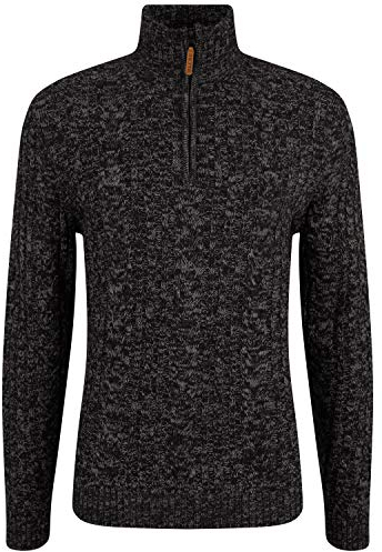 Blend Zotem Herren Strickpullover Troyer Grobstrick Pullover, Größe:M, Farbe:Black (194007)