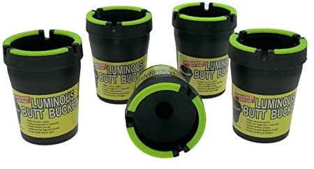 5 Pack Car Ashtray with Lid - Glow in the Dark Butt Bucket, Self-Extinguishing & Smokeless Cup Holder Ashtray for Car, Outdoor, Home and Office - Black