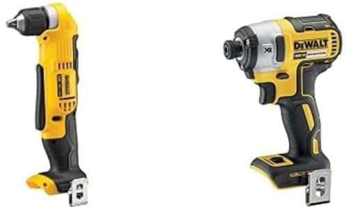 DeWalt DCD740N-XJ 18V XR Lithium-Ion Body Only Cordless 2-Speed Angle Drill, Yellow/Black, 4.57 cm*12.52 cm*2.99 cm & DCF887N XR 18V 3 Speed BL Impact Driver Naked-Body ONLY, 18 W, 18 V, Bare Unit