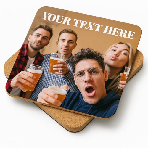 Personalised Photo Coasters – Set of 6 Square High Gloss Drink Mats – Custom Gift for Home, Kitchen, Mother’s Day, Housewarming