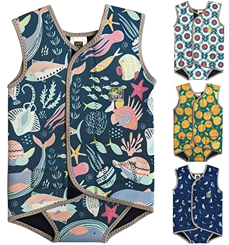 Swim Cosy Combinaison de plongée pour bébé/enfant avec UPF50 – Design enveloppant en néoprène pour garçons et filles de 0 à 3 ans – Licornes, dinosaures, canards