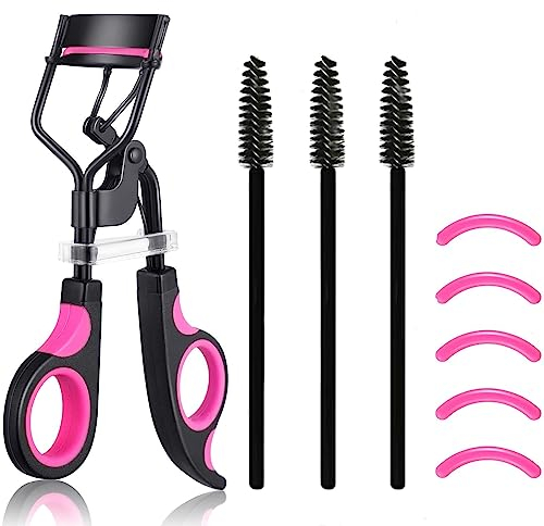 ZDXY Eyelash Curler, 3 in 1 Lash Curler Kit with 5 Extra Replacement Refill Pads Eyelash Applicator Makeup Tool, Violet Black, 1.0 count