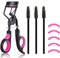 ZDXY Eyelash Curler, 3 in 1 Lash Curler Kit with 5 Extra Replacement Refill Pads Eyelash Applicator Makeup Tool, Violet Black, 1.0 count